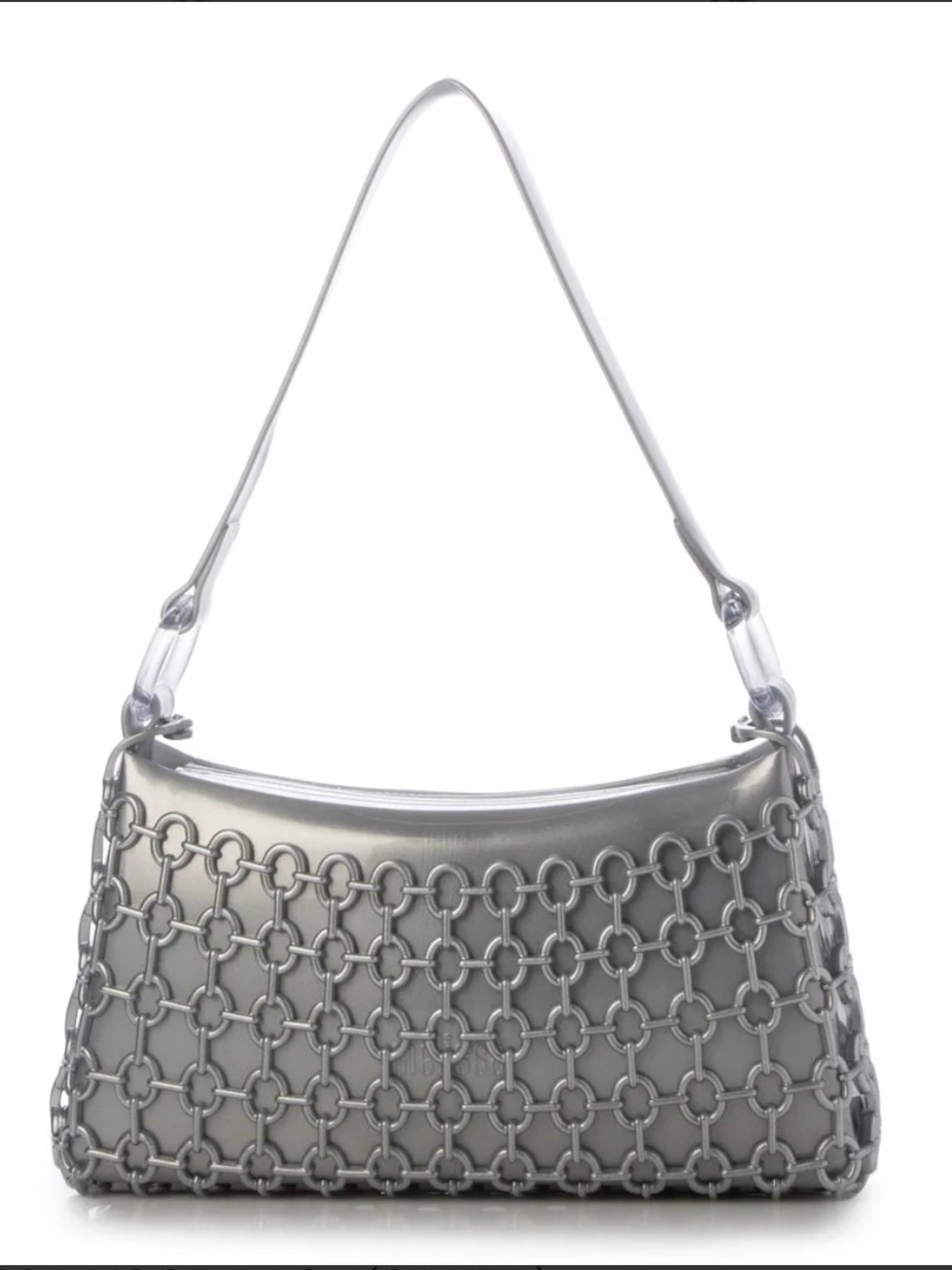 Melissa Silver Metallic Chain-Link purse + dust bag